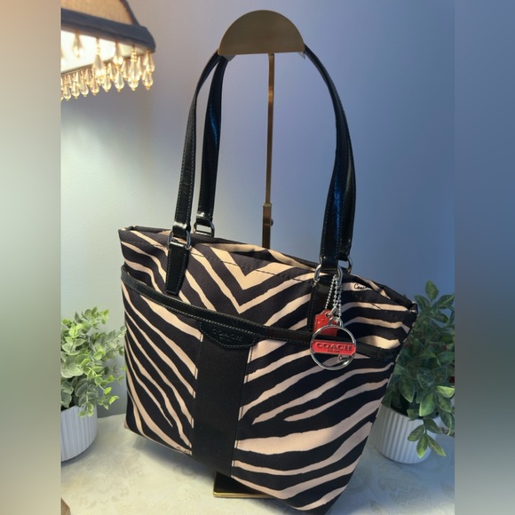Coach Zebra Print Tote - Black and Tan - Picture 1 of 9